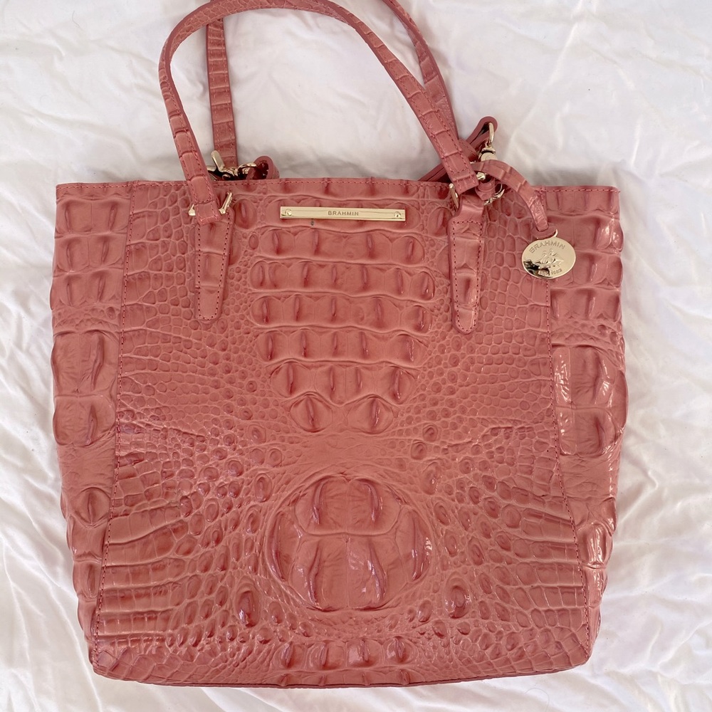 BRAHMIN Pink Crocodile Crossbody Bag